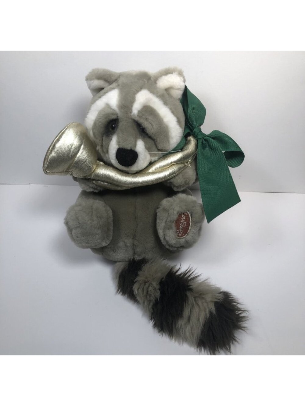 Dakin Lou Rankin Sammy the Raccoon 8" Stuffed Plush - trumpet & green bow